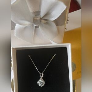 GRA Certified 2.00 Carat Total weight Solitaire Moissanite Diamond Necklace